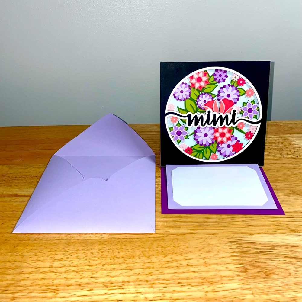 3D Purple Mimi Blank Greeting Card with Matching Envelope